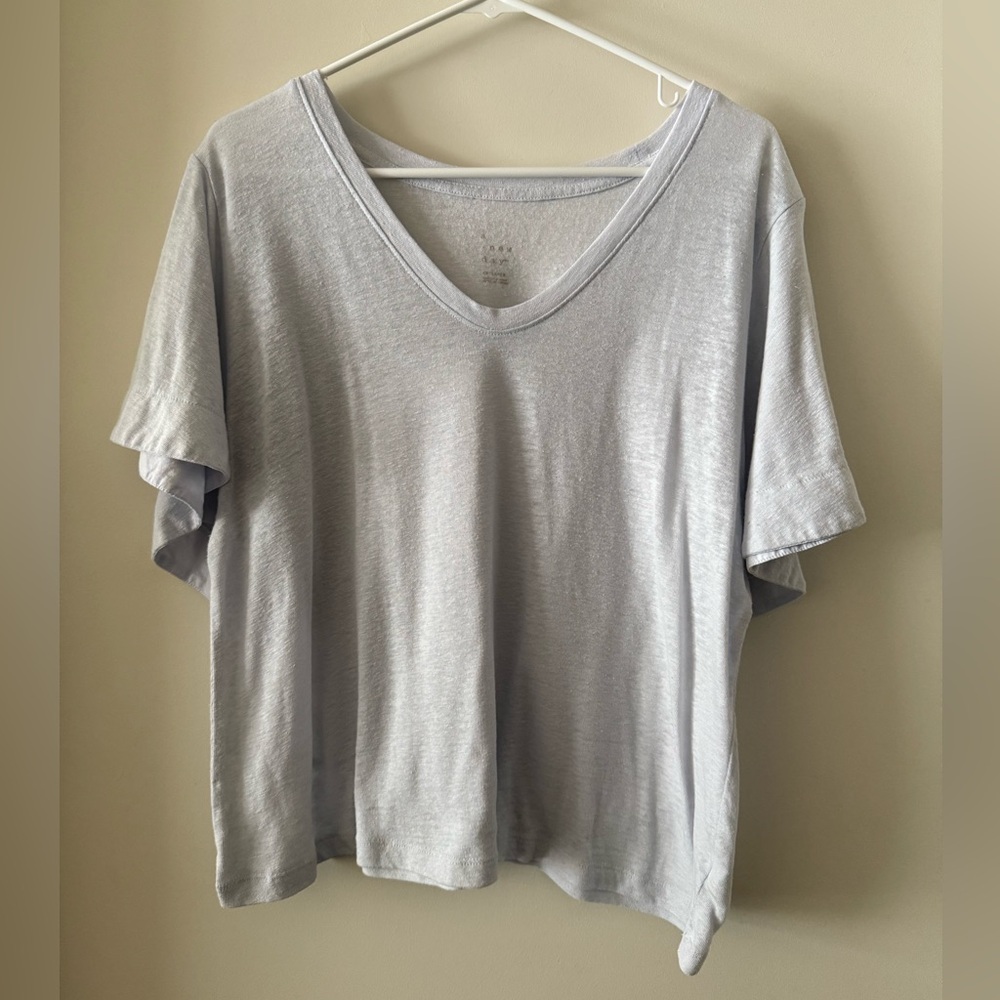 A New Day Linen Blend Relaxed V Neck Tee
